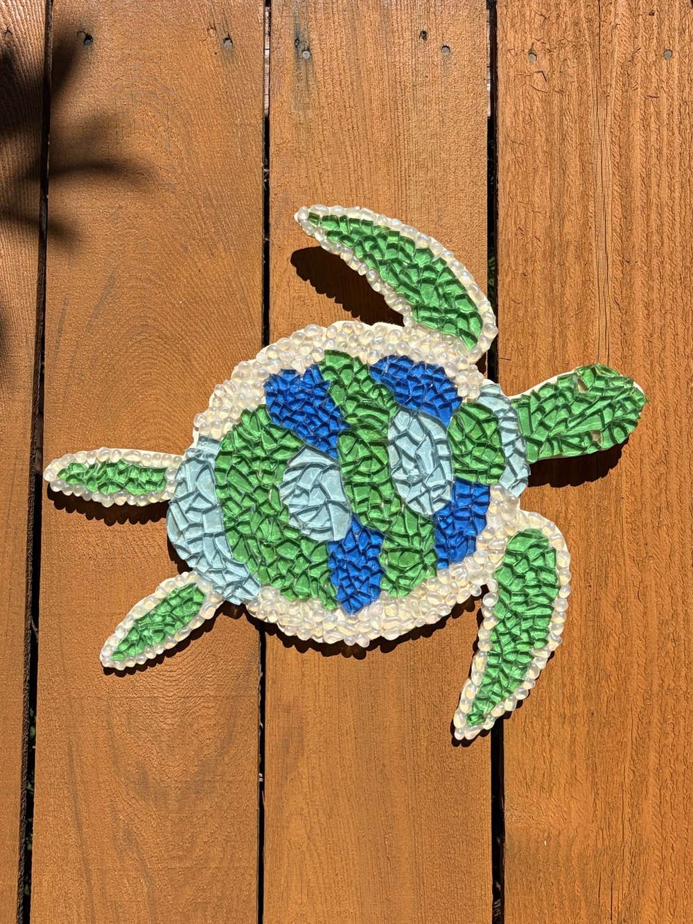 Handmade Mosaic Sea Turtle Wall Decor in Green and Blue